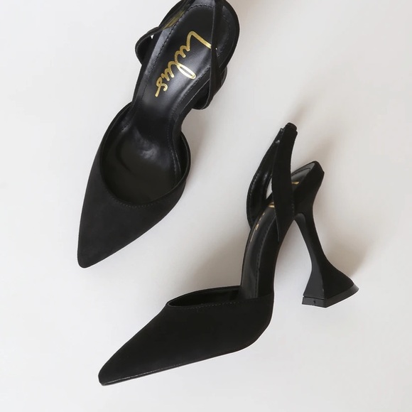 DONATED Black Suede Pointed-Toe Slingback Pumps - Picture 3 of 4